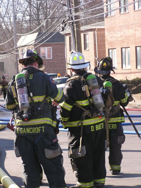 12/8/08 MKFD Structure Fire Lexington Ave 
L to R Lt. Bancroft< Chief Bueti, Lt. Graniero