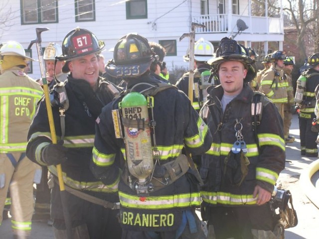 12/8/08 MKFD Structure Fire Lexington Ave 
L to R FF Hammond, Lt. Graniero, FF Van Dorn