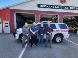 (L-R) Jamie Wester, Treasurer OFFD / Dominick Bueti, Commissioner BHFD / Joseph Lombardo, Commissioner BHFD / Russ Petrie, Chief OFFD

